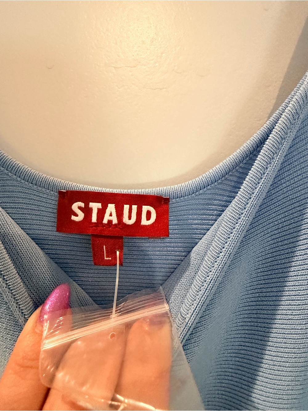 STAUD Light Blue and White Pleated Tank Dress - Picture 4 of 4